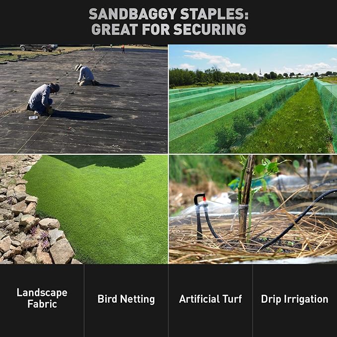 Sandbaggy 6 inch Landscape Sod Staples (9 Gauge Steel) ~ Great for Hard Soil - 20% Thicker Than Competition - Trusted by Farmers & Contractors Across USA (5000 Staples)