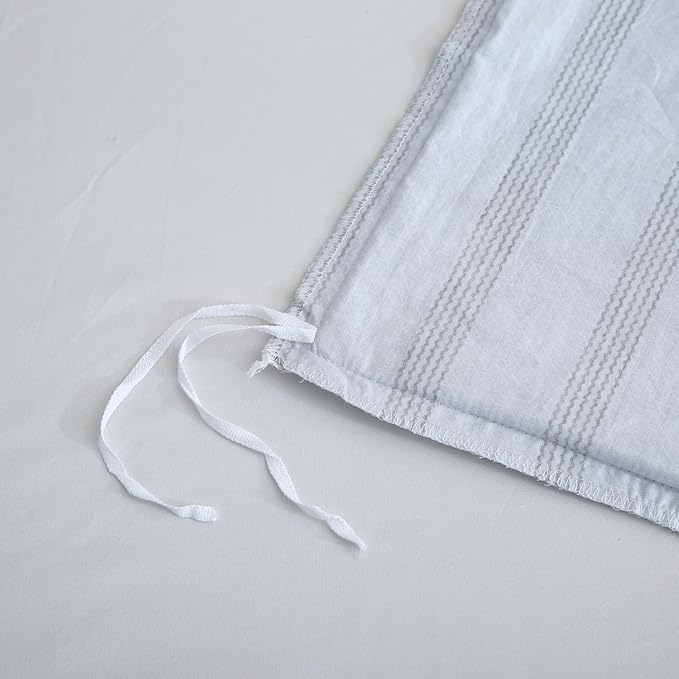 ABREEZE Floral Duvet Cover King Size Set Bird Flowers Bedding Set 100% Brushed Cotton Bedding Collection 1 Duvet Cover with 2 Pillowcases White