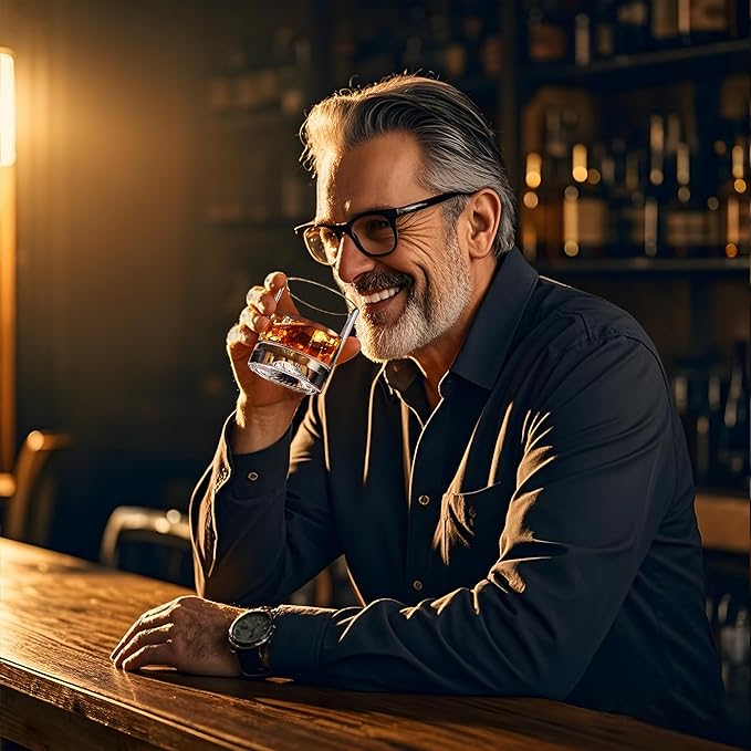 Crystal Whiskey Glasses Set of 2 – 10oz Old Fashioned Rocks Glass for Scotch, Bourbon, Rum & Cocktail – Premium Gift for Men, Dad, or Husband