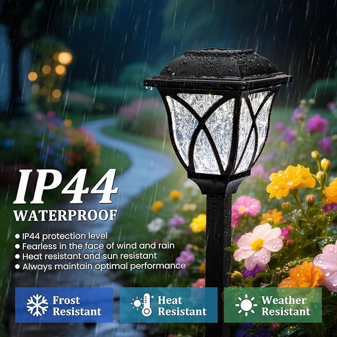 GIGALUMI Solar Lights Outdoor Waterproof, 6 Pack LED Solar Garden Lights, Solar Lights for Outside, Garden Decor for Yard, Patio, Landscape, Planter, Walkway (Cold White)