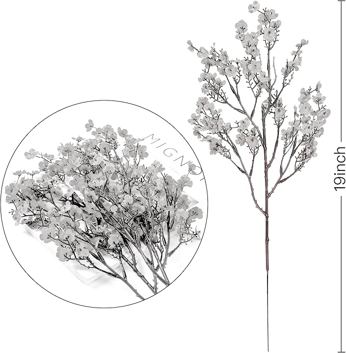 Sggvecsy 15 Pcs Babys Breath Artificial Flowers Gypsophila Bouquets Bulk Real Touch Fake Silk Flowers for Home DIY Floral Arrangement Table Centerpiece Fall Thanksgiving Autumn Decoration (Grey)