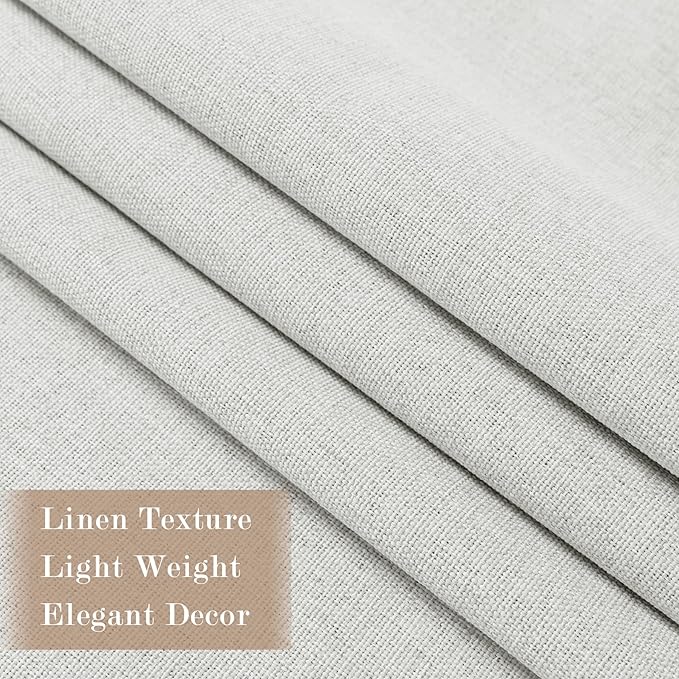 100% Blackout Linen Textured Drapes for Bedroom Pinch Pleated Curtains for Track System Portable Drapery for Sliding Glass Door/Storage/Space Room Divider, 70" Wx102 L, 1 PC, Greyish White