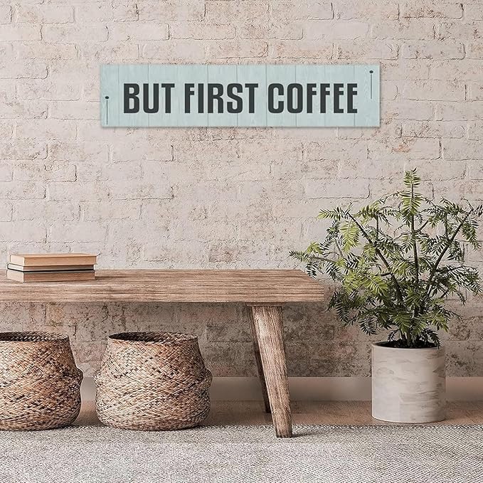 Generic Funny Wood Sign But First Coffee Rustic Wooden Hanging Sign Home Farmhouse Kitchen Wall Decoration 16 x 4 Inch