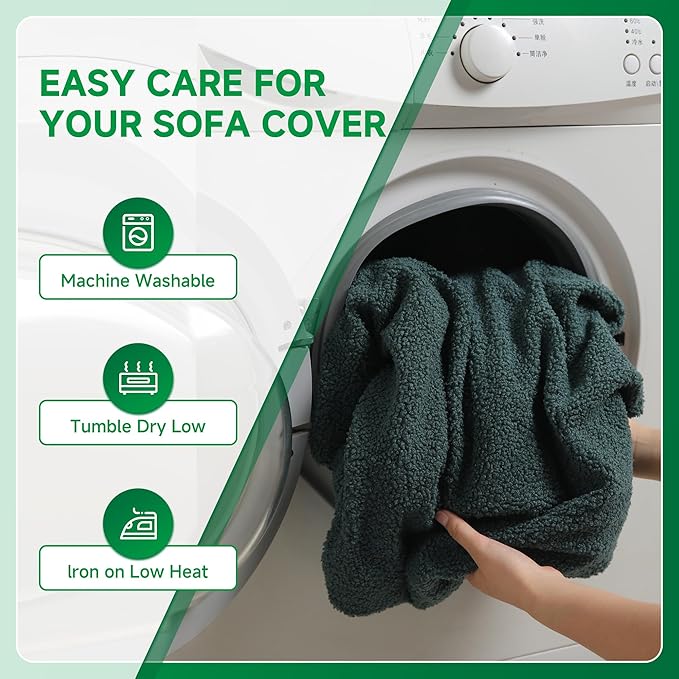 Couch Cushion Covers for Sectional Sofa, Stretch Soft Sofa Slipcovers Washable Wear-Resistant Universal Furniture Protector for Living Room(1 Piece Chair Cover, Green)