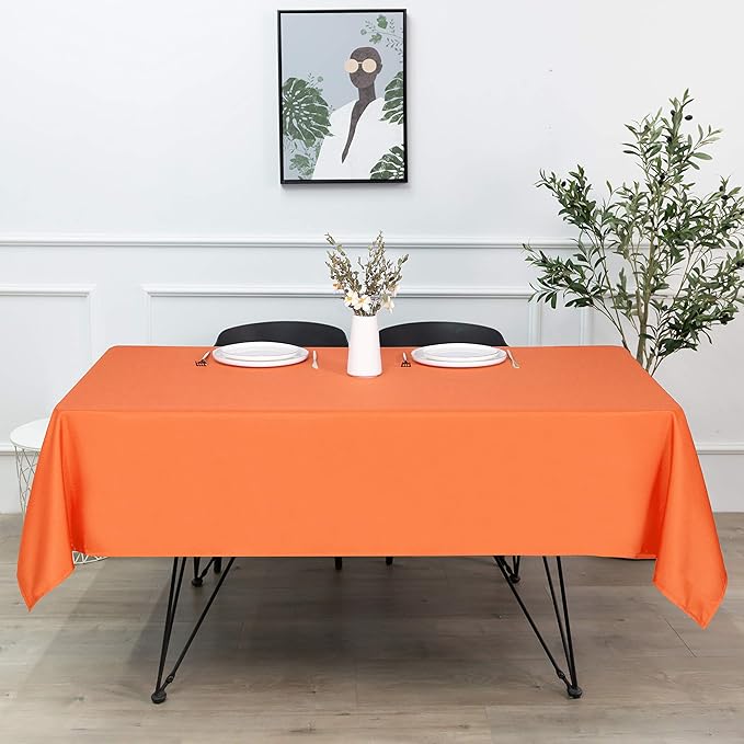 sancua Rectangle Tablecloth - 60 x 102 Inch - Stain and Wrinkle Resistant Washable Polyester Table Cloth, Decorative Fabric Table Cover for Dining Tables, Buffet Parties and Camping, Orange