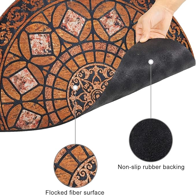 CHICHIC Entrance Door Mat Large 18 x 30 Inch Entry Way Doormat Front Door Rugs Outdoors Heavy Duty Welcome Mat Non Slip Rubber Back Low Profile for Garage, Patio, High Traffic Area, Orange