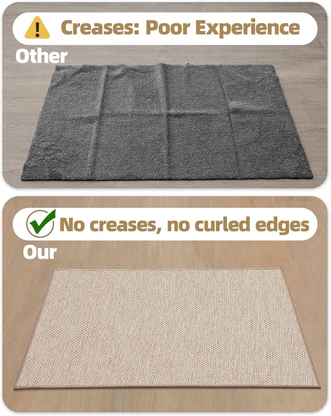 Color&Geometry Front Door Mat Indoor 26"x95", Ultra Non Slip Rubber Backed Dirt Trapper, Low Profile Thin washable, Easy Clean Entry Entryway Rug Door Mat Indoor Entrance, Khaki (Rolled-up NO Creases)