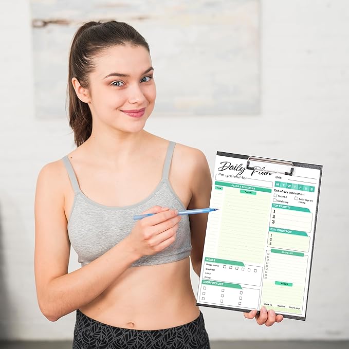 Daily Plan Notepad, 52 Sheets 8.5" X 11.5" Daily for To-Do Lists, Habit Tracking, Academic Scheduling, and Productivity Goals - Perfect for Work, Home, and Office Organization - Turquoise Style