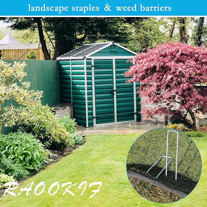 RAOOKIF 12 Inch Galvanized Garden Landscape Staples Stakes, 200Pcs Garden Metal Stakes, 11 Gauge Heavy Duty Ground Stakes for Decoration, Fence Stakes Lawn Stake, Fabric Pins