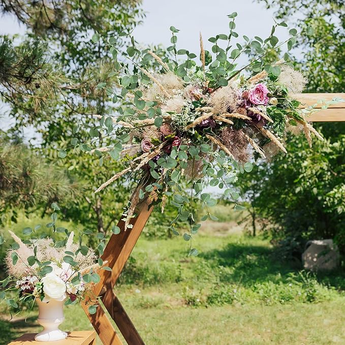 8Pcs Faux Eucalyptus Stems, 27" Artificial Eucalyptus Plants with White Frosted Coating, Fake Eucalyptus Decor Silk Greenery Leaves for Wedding Bouquets Home Decor DIY Floral Arrangements