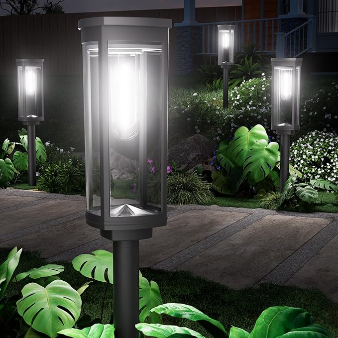 4 Pack Solar Pathway Lights Outdoor, Modern Super Brightness LED Path IP65 Waterproof Garden Lights Solar Powered Landscape Lighting for Outside Yard Garden Driveway Walkway