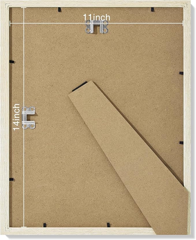 Vittanly 11x14 Picture Frames Set of 9, Shatter Resistant Plexiglass, Display 8x10 Pictures with Mat or 11x14 without Mat, Photo Frames for Wall or Tabletop, Engineered Wood, Cornsilk