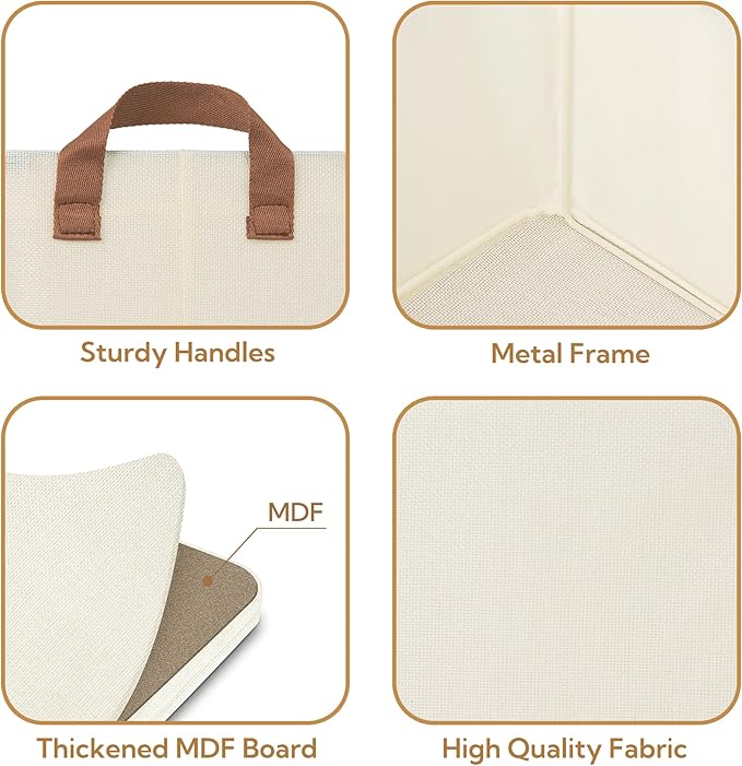 GRANNY SAYS Storage Baskets for Shelves, Closet Organizer Bins, Clothes Storage Bins with Metal Frame, Extra Large Baskets for Organizing and Storage, Collapsible, Ivory, 2-Pack