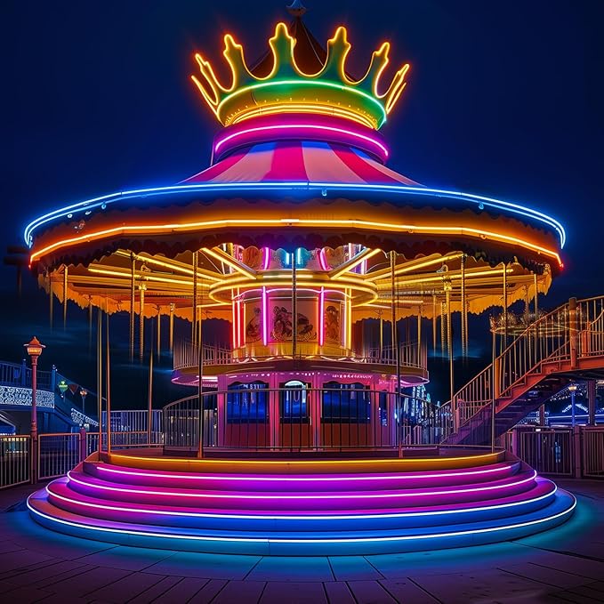 GZBtech RGB LED Neon Rope Lights 100FT/30M, AC 110-120V Waterproof Color Changing LED Rope with Remote Controller, Dimmable Multi Color Neon Rope Lighting for Indoor Outdoor Commercial Use