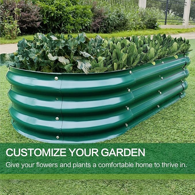 Gardmax 2 Pack Galvanized Raised Garden Bed, Lightweight Planter Boxes Outdoor with Easy Assembly, Large Garden Bed for Vegetables, Fruits, Flower Dark Green