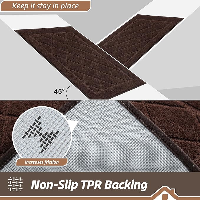 BEQHAUSE Dirt Trapper Door Mat 24" x 36", Doormat Non-Slip Entryway Rugs Washable, Dog Door Mat Stain Resistant and Absorbent Welcome Floor Mat for Front Back Door, Muddy Wet Shoes & Paws, Brown