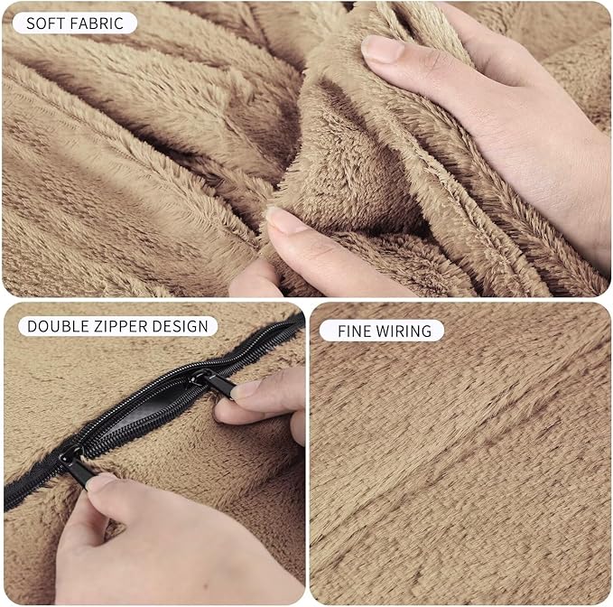 Bean Bag Chair for Adults 3FT,Soft Removable Cover for Teens/Girls Bedroom,Fluffy Giant Round Floor Beanbag Lounger Chairs (No Filler,Tan)