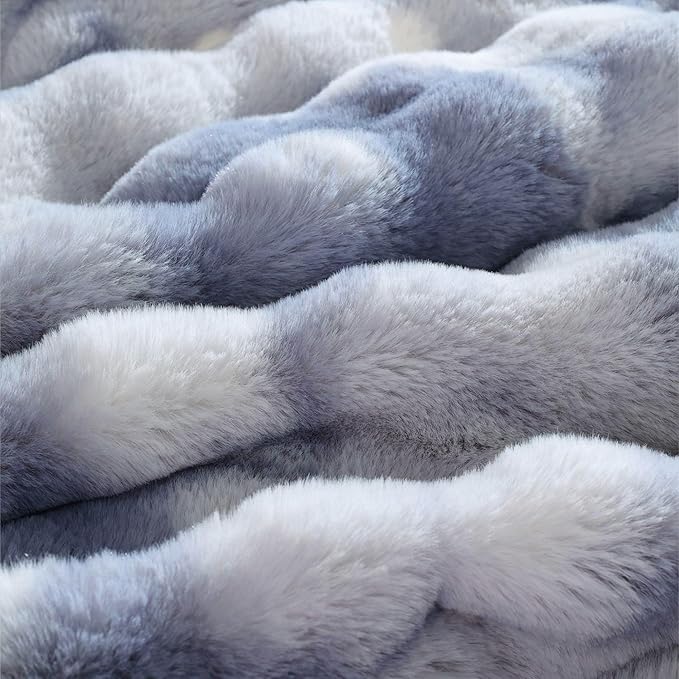Tie-dye Blue Twin Cozy Faux Fur Blanket for Couch Bed Living Room 60x80 Furry Soft Fluffy Thick Warm Throw Blanket for Winter Home Gifts 860 GSM