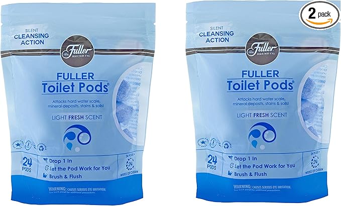 Fuller Brush Toilet Bowl Cleaner Pods - Water Soluble Tablet Cleansers, Cleans Descales & Refreshes Bathroom Toilets Removes Odors Soils & Stains Light Fresh Scent Ideal for Homes & Businesses 2-Pack