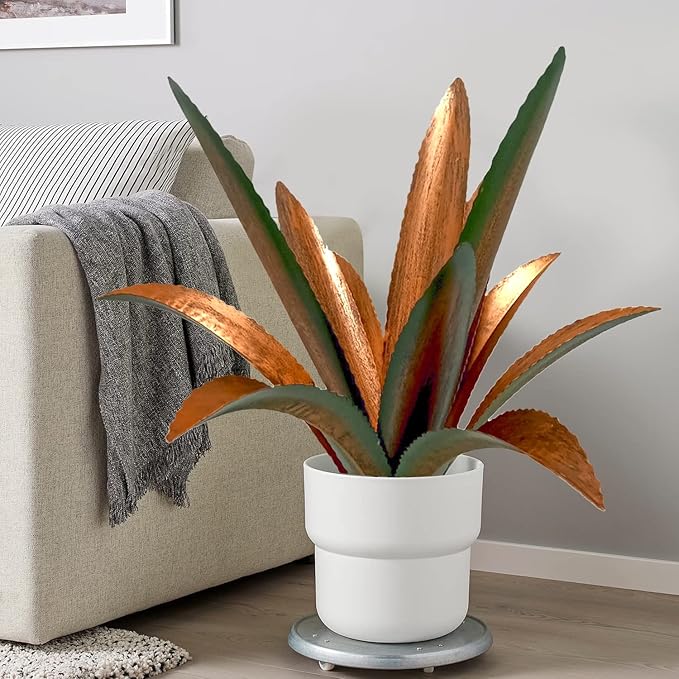 DIY Metal Agave Plant Art Yard Tequila Art Sculpture, Tequila Rustic Garden Sculpture Statue Outdoor Decor,Agave Metal Plants for Yard, Garden Lawn Ornaments (12 Leaves -Green)