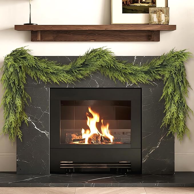 Artificial Norfolk Pine Garland - Faux Christmas Garland Fake Green Garland for Fireplace,Table, Stairs, Mantle, Window,Indoor Outdoor,Home,Holiday Decor (1 PCS,16 FT)