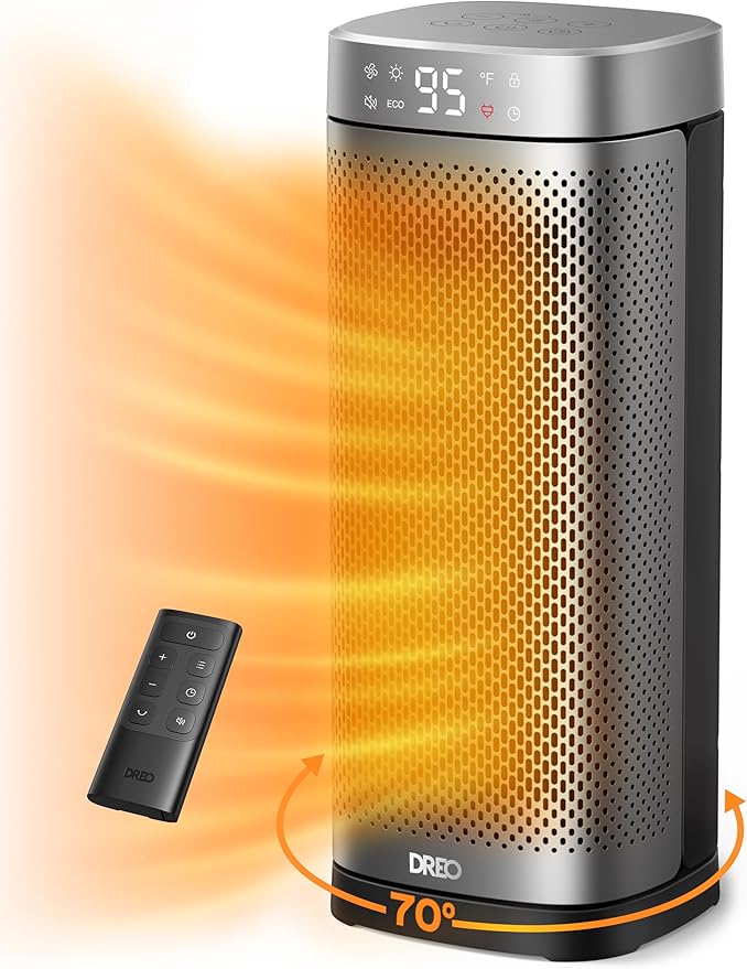 Dreo Space Heaters for Indoor Use, 1500W Fast Heating Portable Heaters with Remote, Large PTC Ceramic Electric for Bedroom, 12H Timer, 70° Oscillation, Overheat Protection, Safety Heat for Home Office