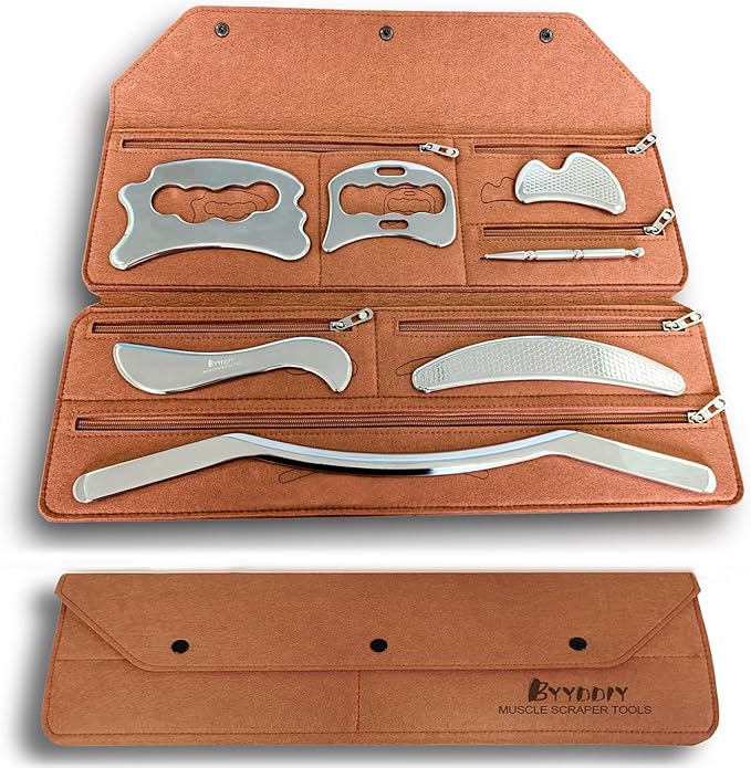 BYYDDIY 7 in 1 Stainless Steel Gua Sha Muscle Scraper Tools Kit (N-7PCS)