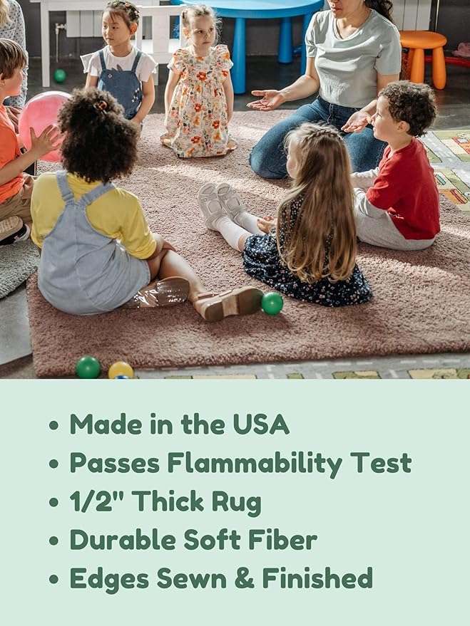 KOECKRITZ Soft and Colorful Kids Classroom Area Rugs (Passes Flammability Pill Test) Many Sizes and Bright Colors to Select from (6' x 8', Froggy)