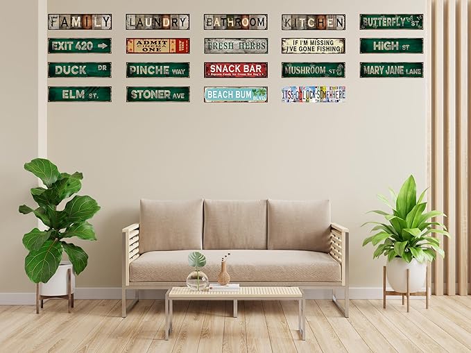Vintage Tin Sign Retro Metal High Street Signs Stylish Wall Art Plaques for Home Decor Bathroom Kitchen House and Gothic Wall Decor or as a Unique Poster 16x4 in