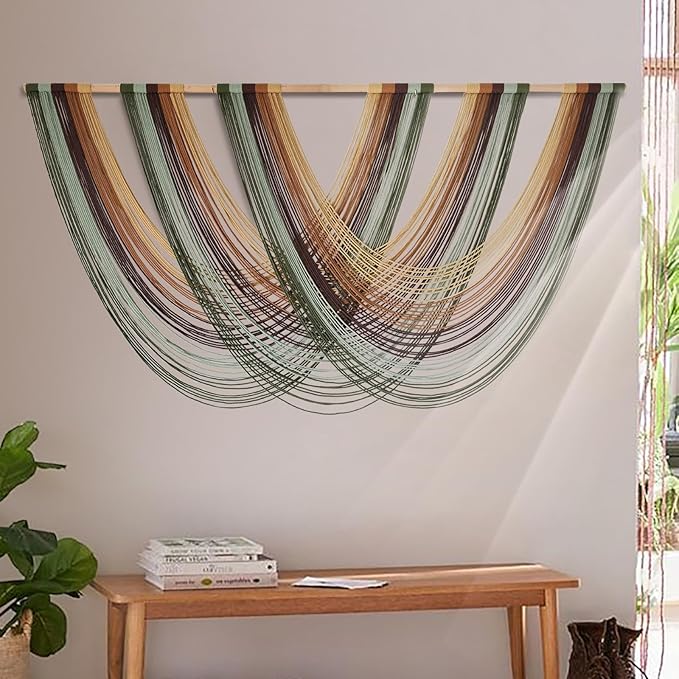 Flber Macrame Wall Hanging Boho Wall Decor Yarn Wall Art Tapestry Bedroom Living Room Nursery Apartment Home Decor 57" W x 31" L