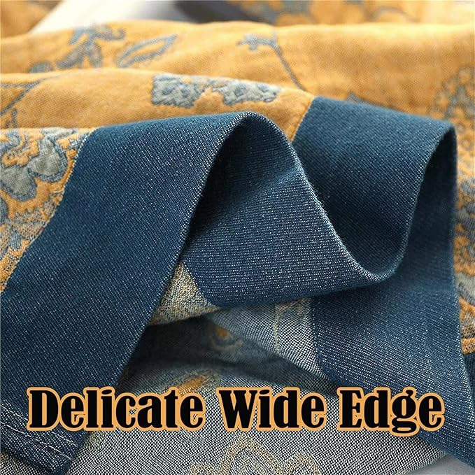 Boho Throw Blanket 100% Cotton Blankets, Super Soft Cozy Warm Blanket, Cotton Quilted Blankets, Versatile KnitWoven Blanket for Couch Sofa Bed Home Decor and Living Room, 78''Wx 90''L