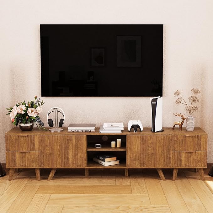 Fluted Nightstand Set of 2, Mid Century Modern 2 Drawer Dresser for Bedroom, Small Dresser Night Stand Side Table End Table with Wood Fluted Drawer Storage for Bedroom Closet(Walnut)