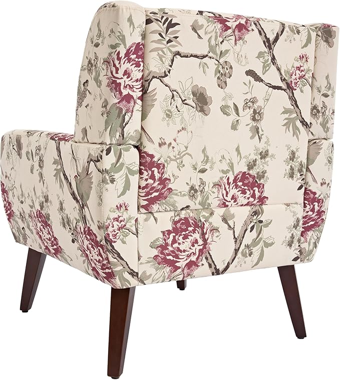 UIXE Floral Accent Chair, Modern Upholstered Armchair in Fabric for Living Room, Comfy Club Arm Chairs Single Sofa Button Tufted Bedroom Reading Seat - Pattern Floral, Set of 2