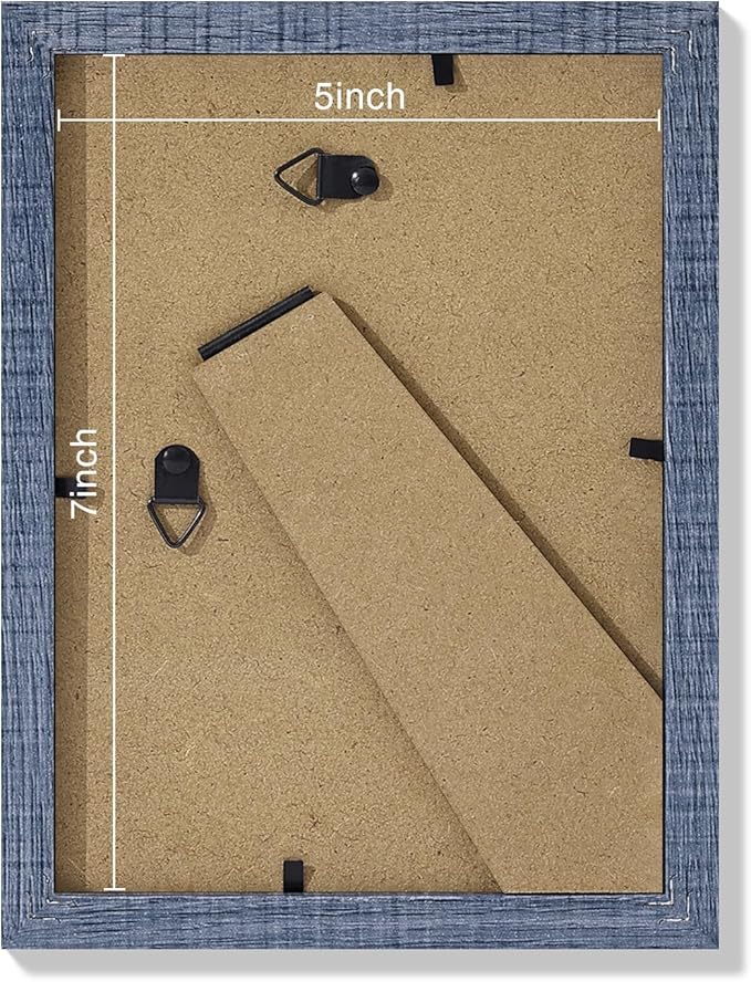 Vittanly 5x7 Picture Frames Set of 9, Shatter Resistant Plexiglass, Display 4x6 Pictures with Mat or 5x7 without Mat, Photo Frames for Wall or Tabletop, Engineered Wood, Navy