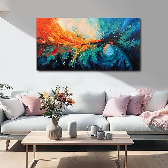 Canvas Wall Art Decor Wall Art Pictures For Living Room Blue Green Wall Art Decor Canvas Abstract Art Work Colorful Abstract Wall Art Paintings Prints For Bedroom Office Kitchen Wall Decor 20" x 40"