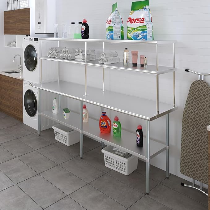 AmGood Double OverShelf Stainless Steel NSF - Many (96" Long x 18" Deep)
