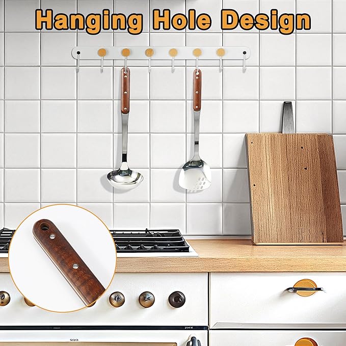 FJNATINH Stainless Steel Wok Spatula and Ladle Tool, Mirror Polished Cooking Utensils Set Metal Wok Accessories with Wooden Handle,Easy to Clean Kitchen Utensils,Sliver