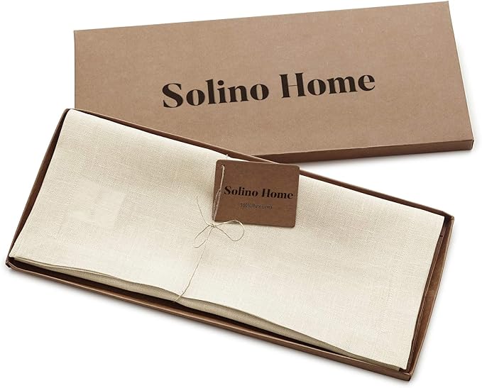 Solino Home Linen Ivory Table Runner 144 Inches Long - 100% Pure Linen Extra Long Table Runner 14 x 144 Inch for Fall, Autumn, Thanksgiving - Fete