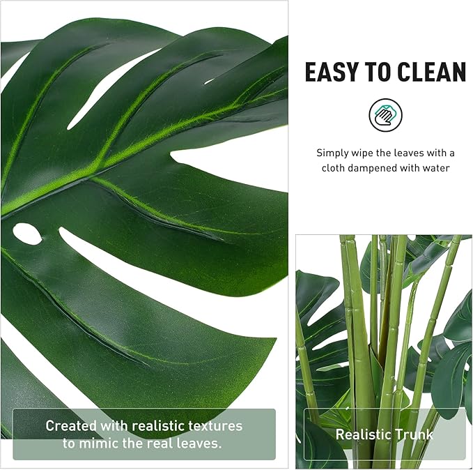Artificial Monstera Plant 5ft, Realistic Fake Plants with Silk Leaves & Texture Trunk, Artificial Plants for Home Office Decor Indoor Outdoor Housewarming Gift