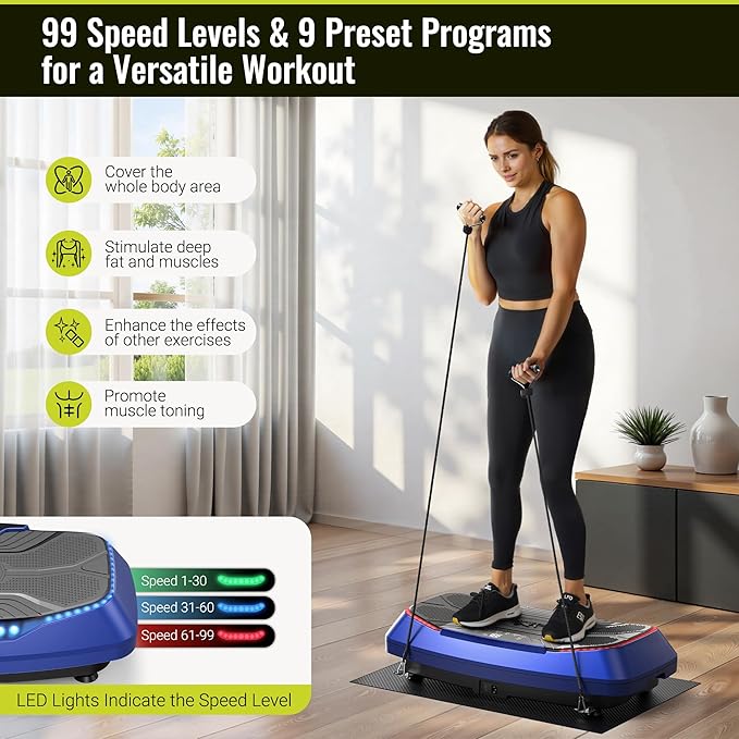 FLYBIRD 4D Vibration Plate 500 LBS Capacity, Oscillation, Linear, Pulsation Vibration Plate Exercise Machine, Triple Motors Vibration Plate for Bone Density Building & Lymphatic Drainage