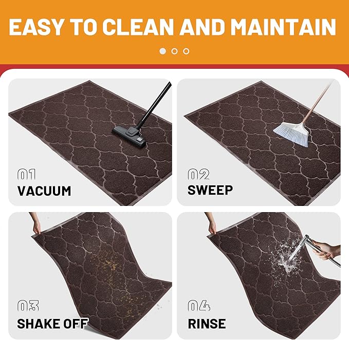 Cosyearn Door Mat, Front Door Mat, 46x35, Welcome Mats for Entryway,Garage,High Traffic Areas, Jumbo Size, Doormat Entrance, Waterproof Mat, Easy Clean, Outdoor Indoor Floor Mat,Non Slip (Brown)