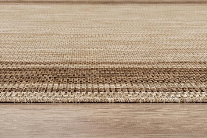 Beverly Rug Outdoor Rug 8x10 Modern Bordered Area Rugs for Indoor and Outdoor Patio Deck Porch Garden Waterproof Weather Sun Resistant Washable Outside Carpet (8 x 10 Jute)
