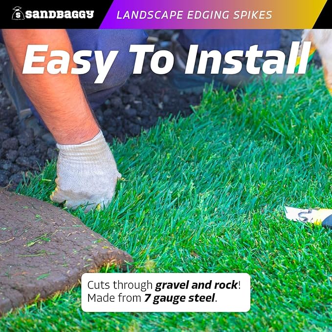 Sandbaggy 6 inch Galvanized Landscape Edging Spikes - Spiral Landscape Nails - 7 Gauge Steel - Great for Hard Rocky Soil - Also Great for Paver Edging, Artificial Turf, Landscape Fabric (200, 6 inch)