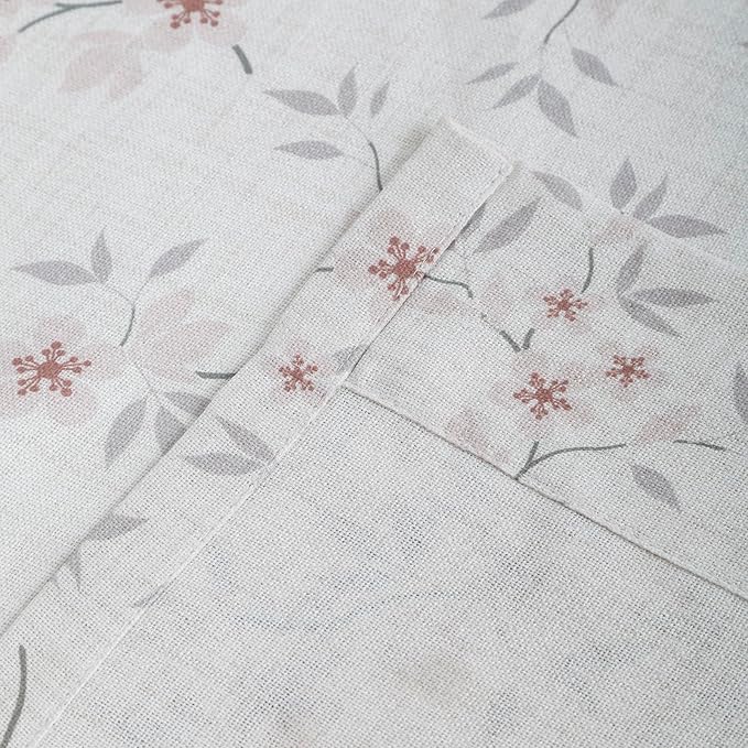 Pink Floral Pinch Pleated Linen Curtains - 2 Panels of Privacy Light-Filtering Printed Curtains Suitable for Dining Rooms and Farmhouses.60 Inches Wide by 90 Inches Long