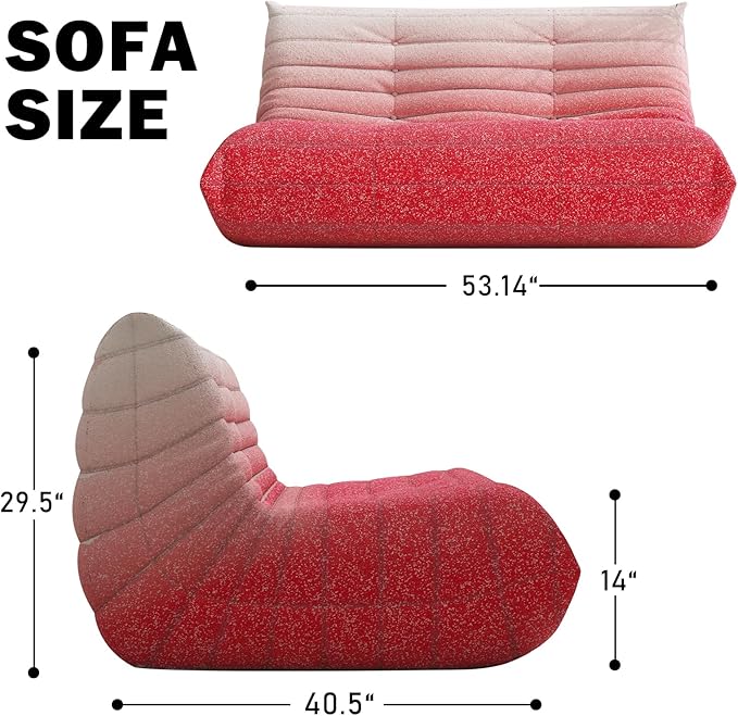 Bean Bag Chair, Loveseat Fireside Chair Bean Bag Sofa Large Bean Bag Chair for Adults, 2 Seater Bean Bag Chairs for Teens with High Density Comfortable Foam, Bean Bag for Living Room (Pink&White)