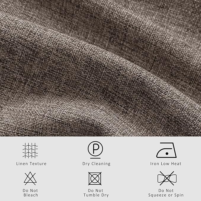 Macochico Pinch Pleated 100% Blackout Curtains Light Coffee Linen Curtains for Bedroom Living Room Farmhouse Thermal Insulated Window Panels Pleated Curtains with Hooks and Tieback 52”Wx72”L 1 Panel