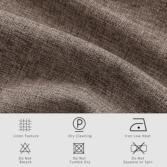 Macochico Pinch Pleated Blackout Curtains 102 Inches Long 100% Blackout Natural Linen Drapes for Bedroom Living Room Windows Farmhouse Burlap Curtains with Tieback 52”Wx102”L Light Brown 1 Panel