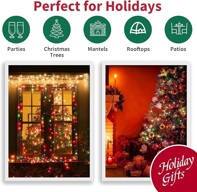 60 Count Multicolor- String Lights - LED Christmas Lights, Mini led Lights for Indoor Outdoor Home Holiday Party Wedding Independence Day Decoration