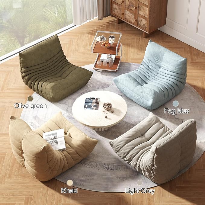 Bean Bag Chair for Adults, Bean Bag Sofa - Adult Size with Soft Waterproof Fabric for Living Room, Apartments, Reading Corner, Gaming, and Movie Venue (Mist Blue)