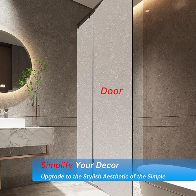 Frosted Glass Window Privacy Film Decorative, Bathroom Privacy Film for Glass Windows Cover, Static Cling, Removable, Reusable, Anti-UV, Anti-Glare, Heat Blocking, （Flash Point Pure,35.4X157.4Inch）